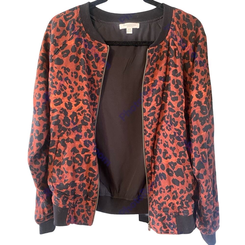 Beach Lunch Lounge Jacket Womens Medium Lightweight Casual Zip Up Bomber Coat